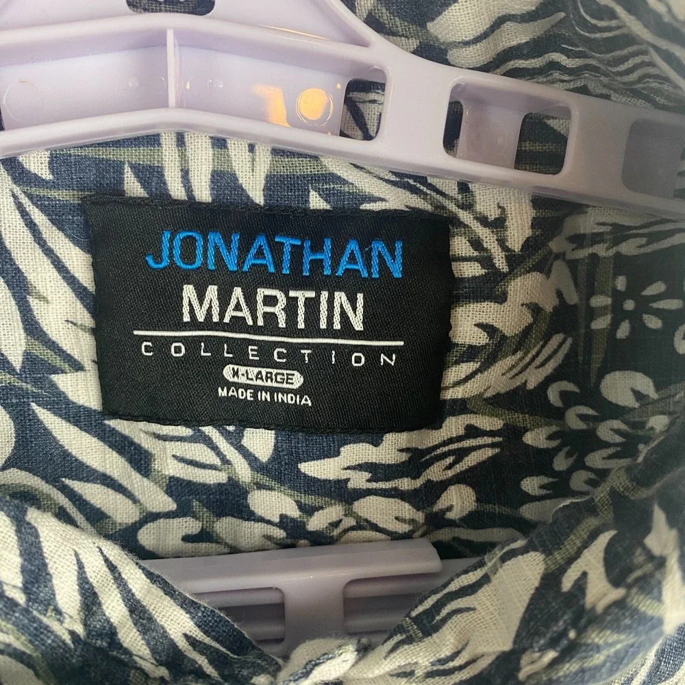 Jonathan Martin Mens‎ Blue Floral Hawaiian Casual Classic Preppy Shirt Size XL